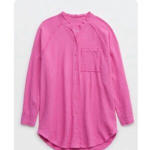 Aerie Pool to Party Shirt XXL Lipstick Pink